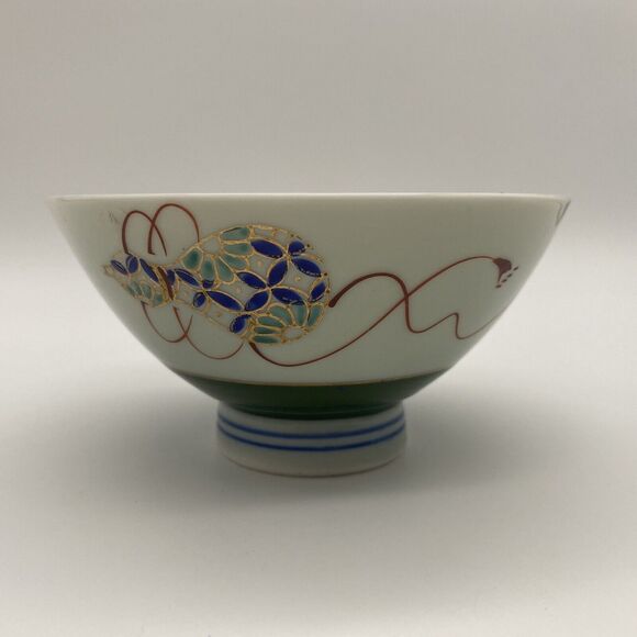 vtg Porcelain 5” Chinese Inspired Footed Rice Bowl - Picture 1 of 11